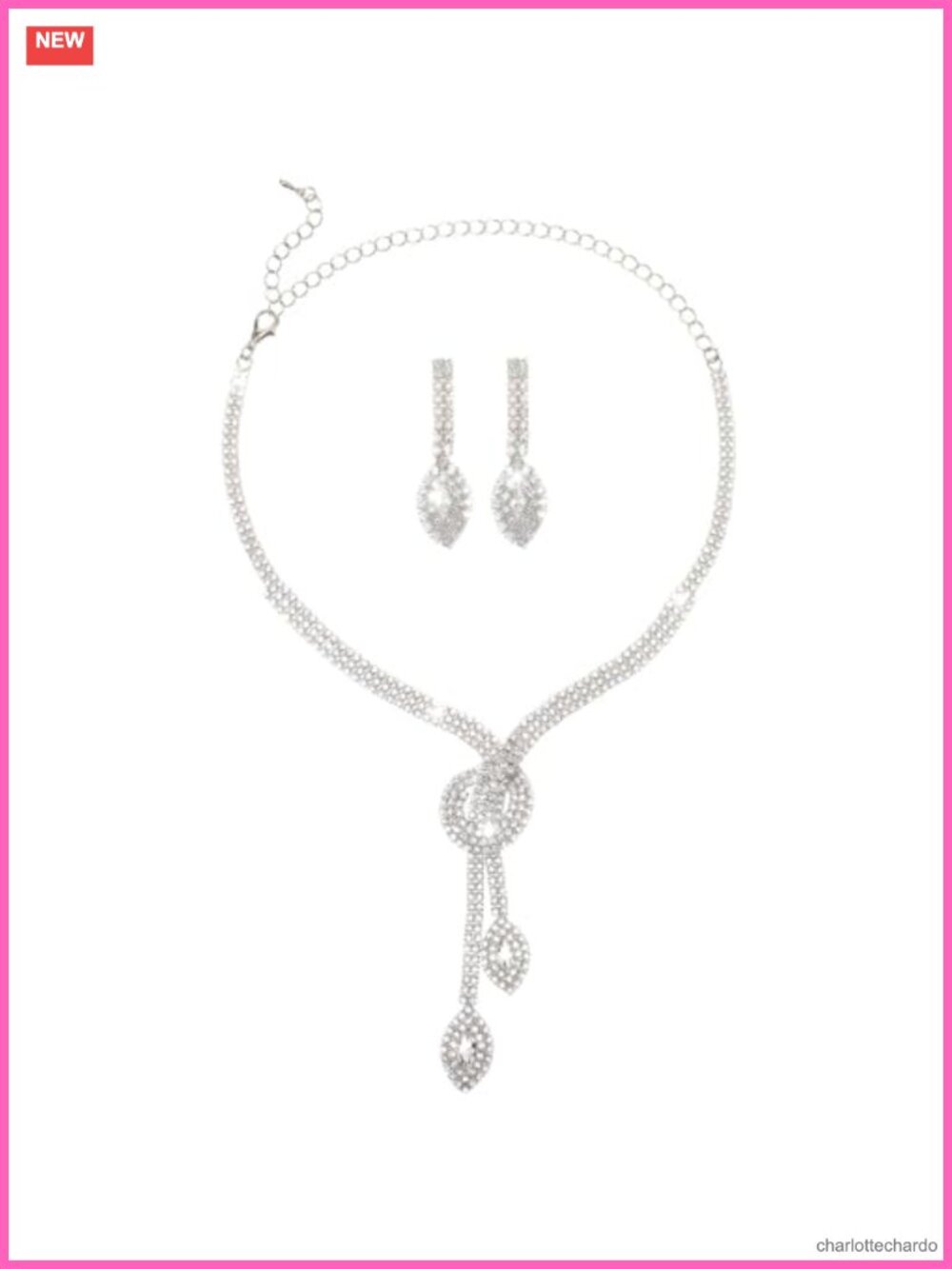 Rhinestone Jewelry Set Crystal Necklace & Earrings Formal Bridal